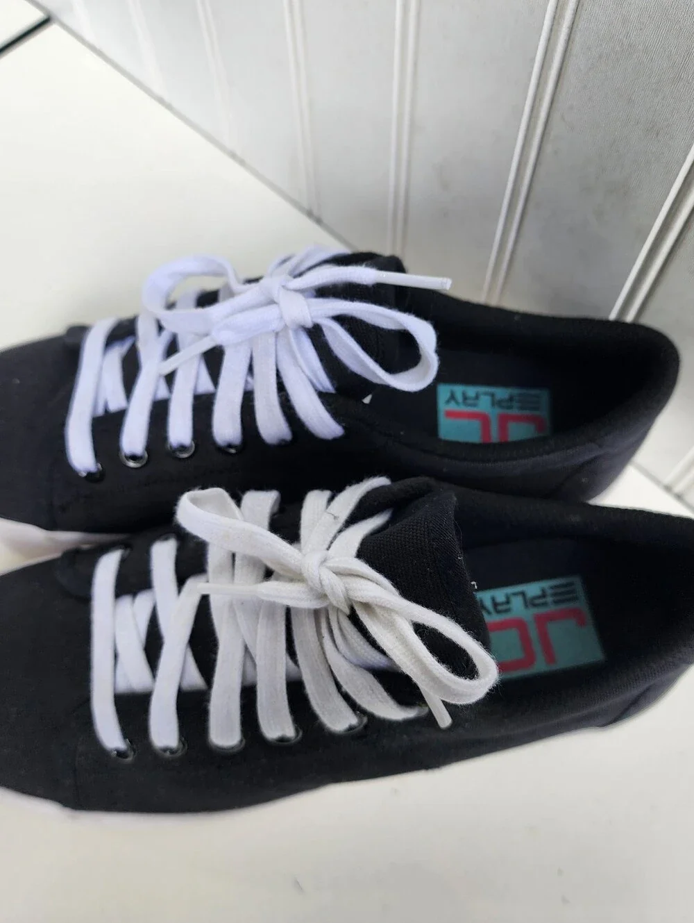 JEFFREY CAMPBELL Shoes Black White Canvas Platform Sneakers EPlay UK9 US 11